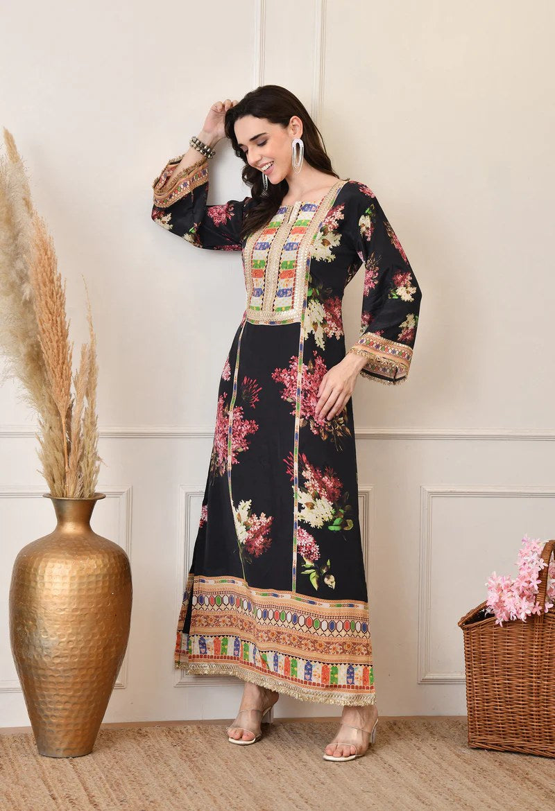 Black Floral Long Dress