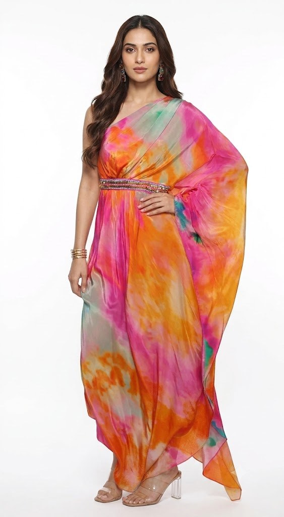 Sunset Draped Long Dress