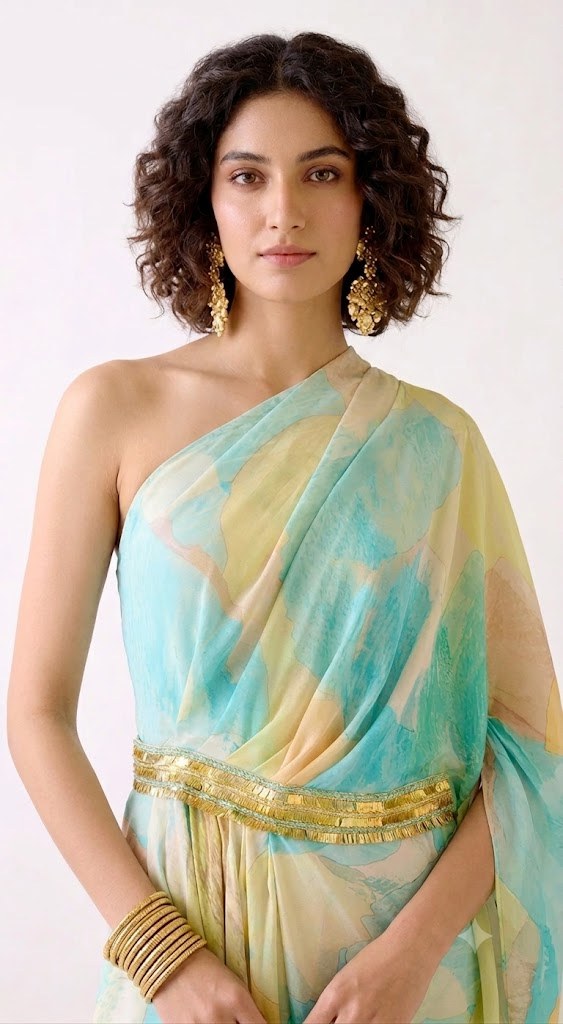 Mint Draped Long Dress