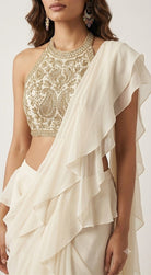 Ivory Ruffle Saree