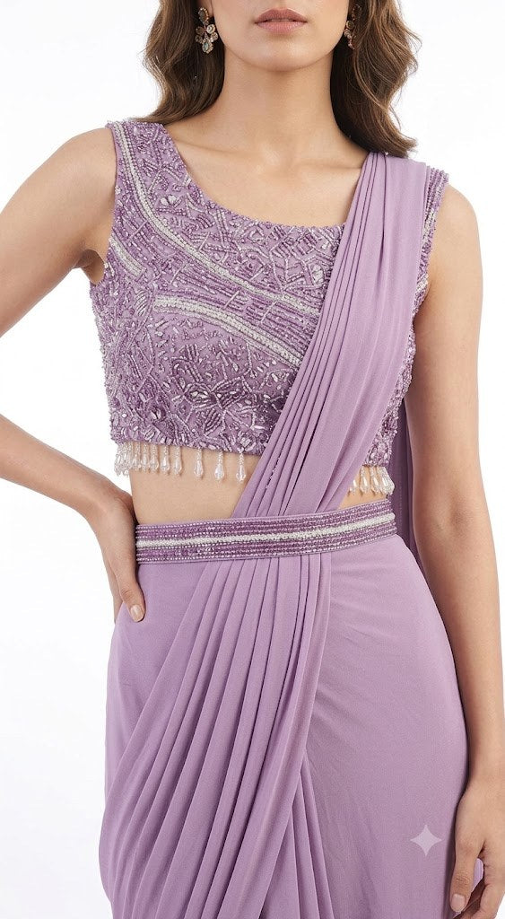 Lilac Draped Saree