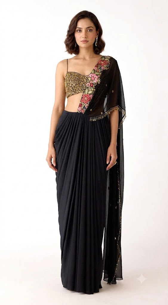 Black Embellished Saree