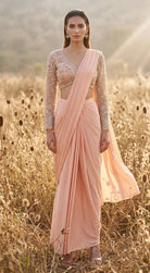 Peach Draped Saree