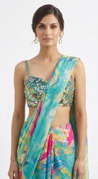 Teal Printed Saree