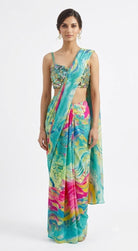 Teal Printed Saree
