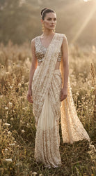 Ivory Gold Embroidered Saree