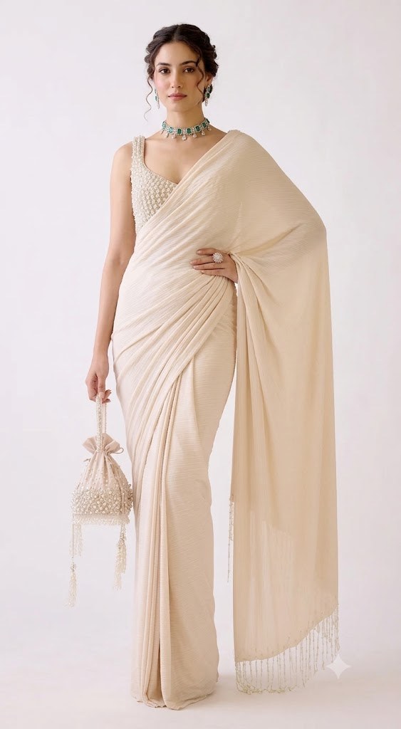 Ivory Pearl Saree