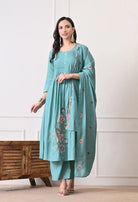 Teal Printed Kurta Set