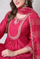 Wine Embroidered Anarkali Set