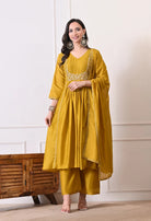 Mustard Embroidered Kurta Set