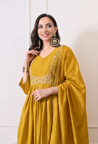 Mustard Embroidered Kurta Set