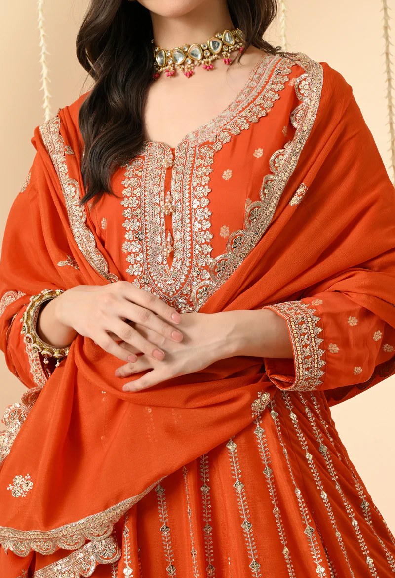 Coral Orange Kurta Set