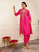 Rani Pink Embroidered Kurta Set