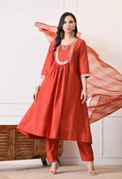 Red Printed Kurta Set