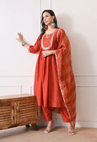 Red Printed Kurta Set