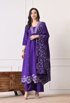 Purple Embroidered Kurta Set