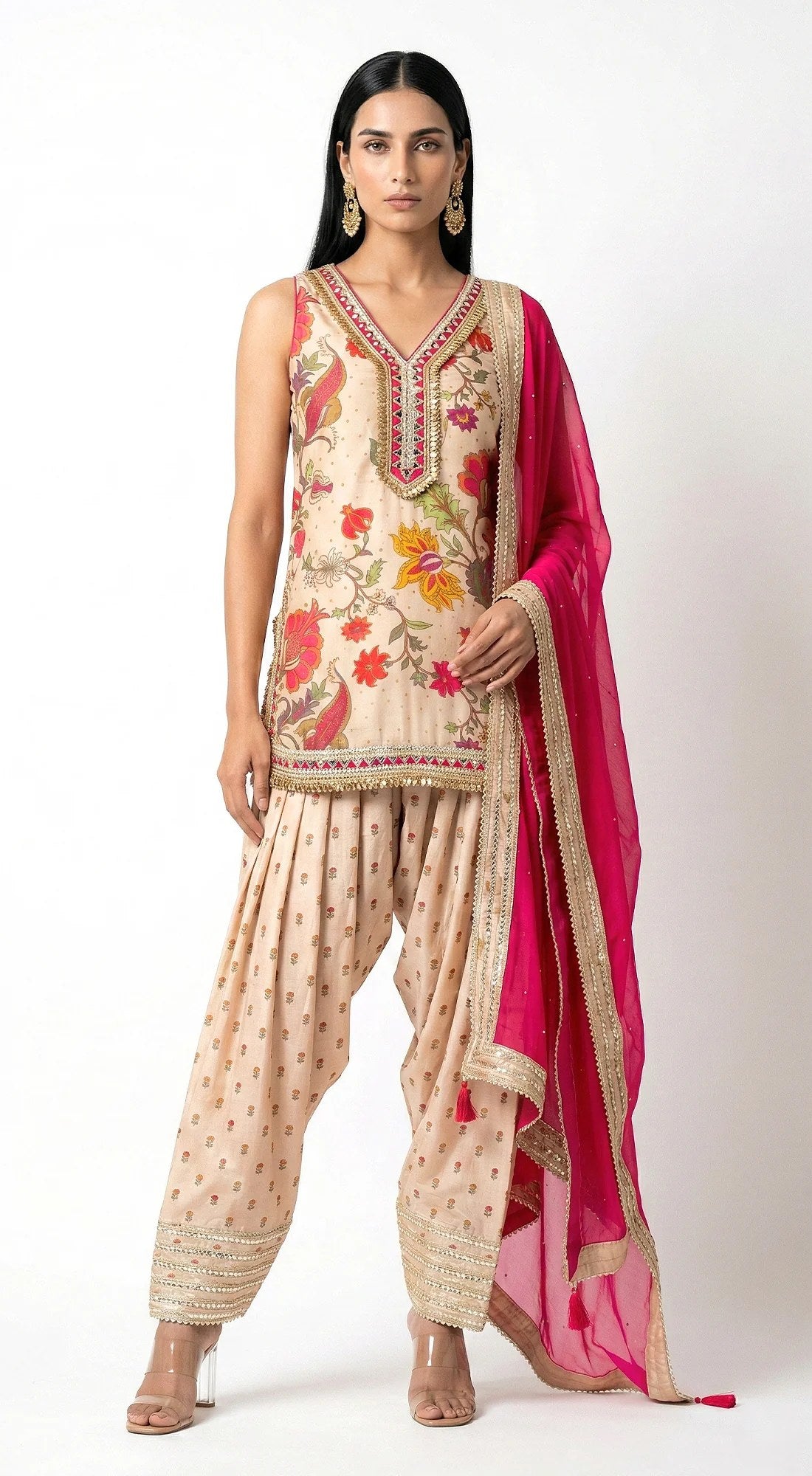 Ivory & Pink Sharara Set